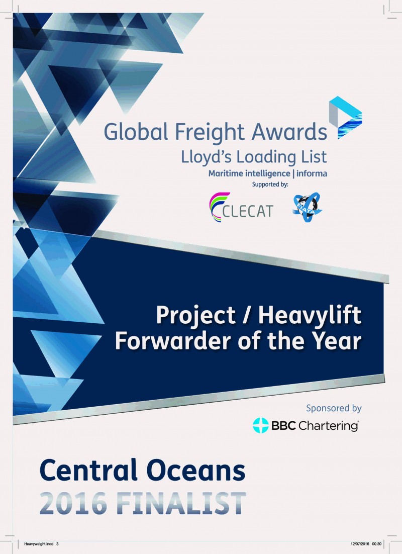 Finalist for the Lloyd’s Loading List “Project/Heavylift Forwarder of the Year 2016!”